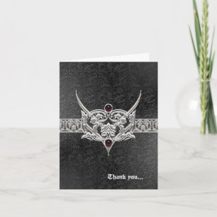 Tarjeta De Agradecimiento Boda de joyas de cuero falso gótico vampiro