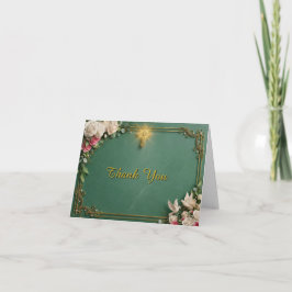 Tarjeta De Agradecimiento Boda de la Cruz Esmeralda y Jardín de Rosas