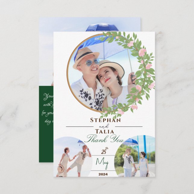 Tarjeta De Agradecimiento Boda de la elegancia floral encantada (Anverso / Reverso)