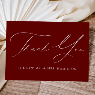 Tarjeta De Agradecimiento Boda de la elegancia moderna de Borgoña
