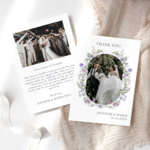 Tarjeta De Agradecimiento Boda de la flor morada de la moda Boho Foto