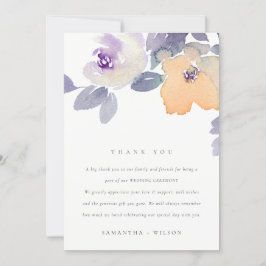 Tarjeta De Agradecimiento Boda DE LA FLORAL DE COLOR DE AGUA DE LA PURPLE DE