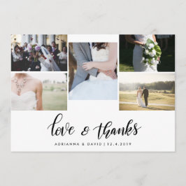 Tarjeta De Agradecimiento Boda de la foto de los pares de la escritura cinco