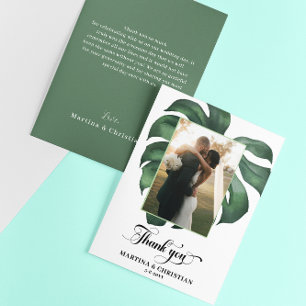 Tarjeta De Agradecimiento Boda de la hoja tropical de Monstera