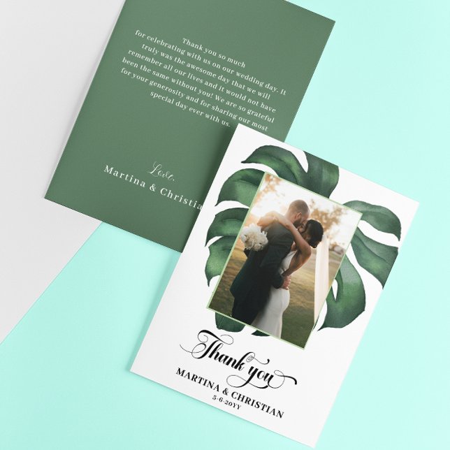 Tarjeta De Agradecimiento Boda de la hoja tropical de Monstera (Subido por el creador)