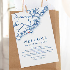 Tarjeta De Agradecimiento Boda de la isla de Kiawah Bienvenida Azul de la Ma