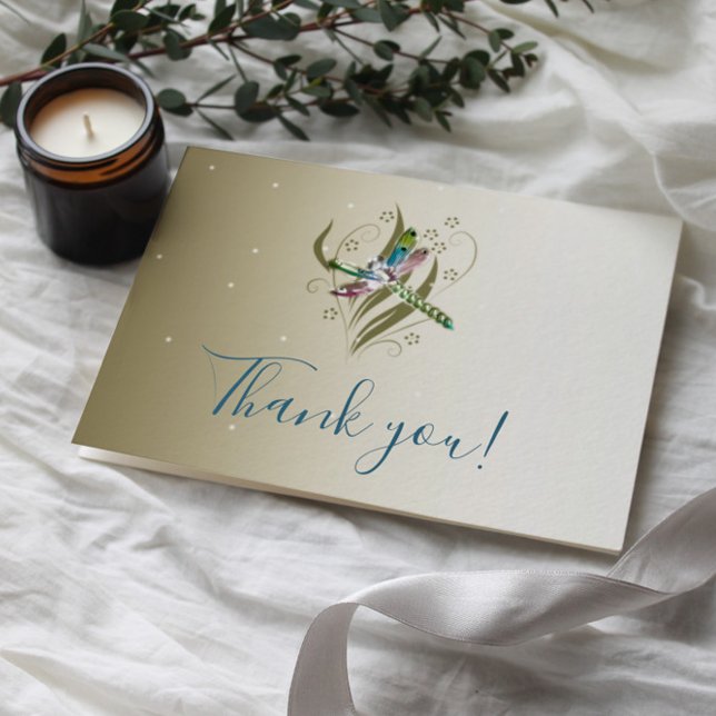 Tarjeta De Agradecimiento Boda de la libélula joyada Gracias (Jeweled Dragonfly Wedding Thank You)