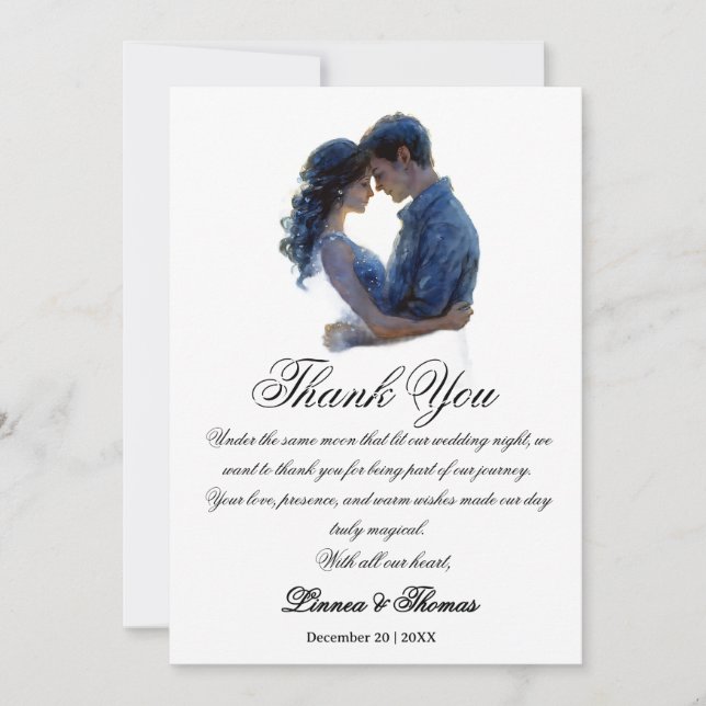 Tarjeta De Agradecimiento Boda de la luna Celestial Love Night Sky Theme (Anverso)