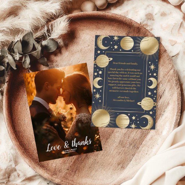 Tarjeta De Agradecimiento Boda de la luna de oro de la Marina Celestial (Subido por el creador)