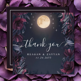 Tarjeta De Agradecimiento Boda de la luna del jardín de medianoche