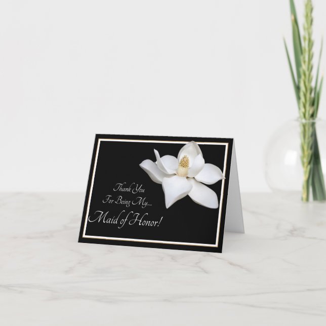 Tarjeta De Agradecimiento Boda de la Magnolia Blanca gracias doncella de hon (Anverso)