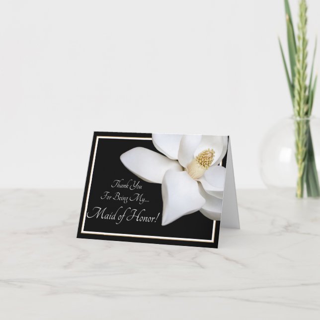 Tarjeta De Agradecimiento Boda de la Magnolia Blanca gracias doncella de hon (Anverso)