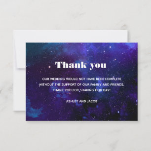 Tarjeta De Agradecimiento Boda de la marina espacial. Estrellas de la noche.
