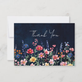 Tarjeta De Agradecimiento Boda de la Marina Floral Boho, un país rústico de 