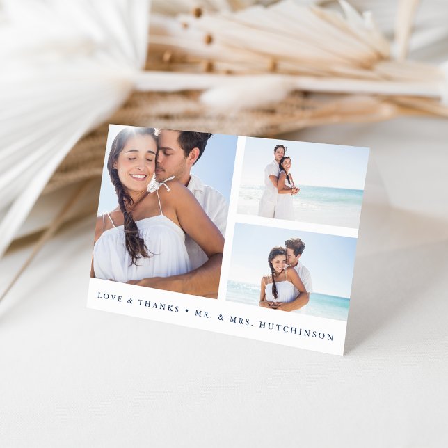 Tarjeta De Agradecimiento Boda de la Marina y el Collage de fotos Blanco gra (Subido por el creador)