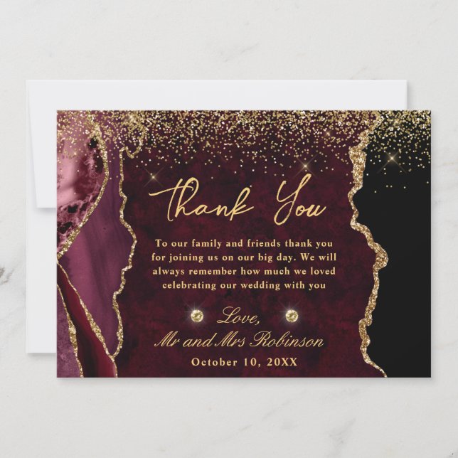 Tarjeta De Agradecimiento Boda de la mezcolanza del Purpurina de la imitació (Anverso)