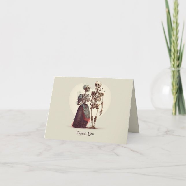 Tarjeta De Agradecimiento Boda de la pareja Skeleton (Anverso)