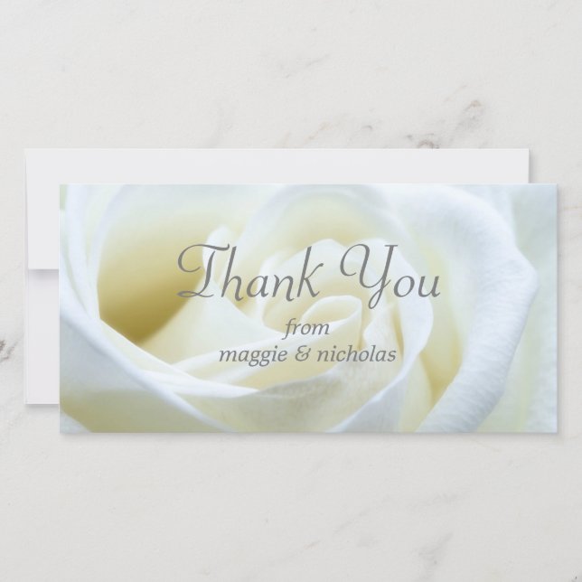 Tarjeta De Agradecimiento Boda de la rosa blanca (Anverso)