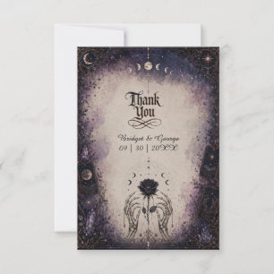Tarjeta De Agradecimiento Boda de la Rosa Lunar del Tarot Gótico