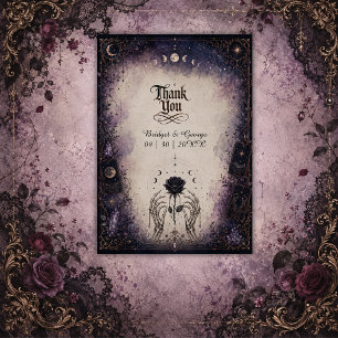 Tarjeta De Agradecimiento Boda de la Rosa Lunar del Tarot Gótico