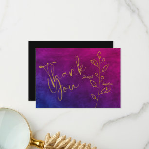 Tarjeta De Agradecimiento Boda de la textura de lujo Purple & Gold