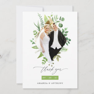 Tarjeta De Agradecimiento Boda de la vegetación de los bosques de bosques de