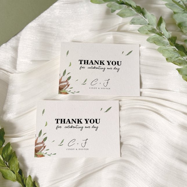 Tarjeta De Agradecimiento Boda de la vegetación del algodón rústico (Subido por el creador)
