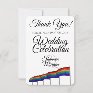 Tarjeta De Agradecimiento Boda de las Banderas Arcoiris del Orgullo Gay