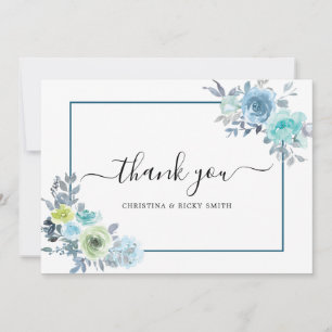Tarjeta De Agradecimiento Boda de las flores de color azul de la rosa azul