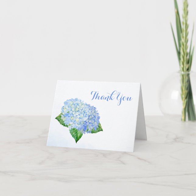 Tarjeta De Agradecimiento Boda de las flores de hidrangea azul (Anverso)