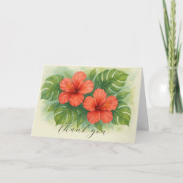 Tarjeta De Agradecimiento Boda de las flores tropicales de Hibiscus