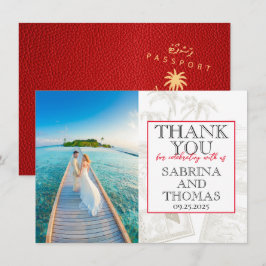 Tarjeta De Agradecimiento Boda de las Maldivas Rojas, gracias