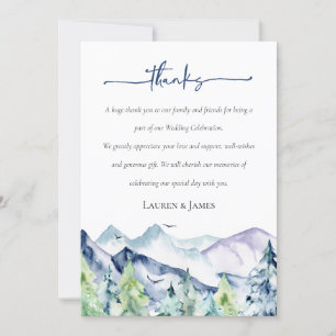 Tarjeta De Agradecimiento Boda de las montañas rusticas acuáticas