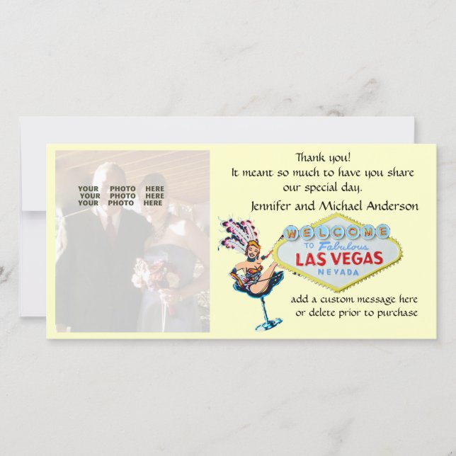 Tarjeta De Agradecimiento Boda de Las Vegas. Gracias (Anverso)