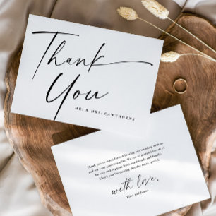 Tarjeta De Agradecimiento Boda de letra cursiva elegante moderna