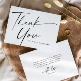 Tarjeta De Agradecimiento Boda de letra cursiva elegante moderna 