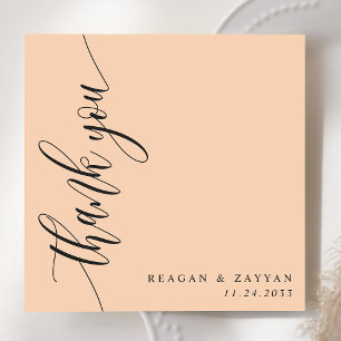 Tarjeta De Agradecimiento Boda de letra de caligrafía de melocotón suave