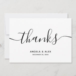 Tarjeta De Agradecimiento Boda de letra negra elegante