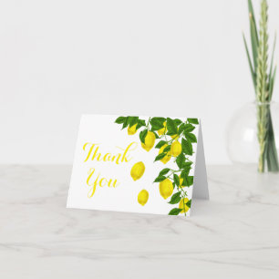 Tarjeta De Agradecimiento Boda de Limón Amarillo Gracias Citrus Verde
