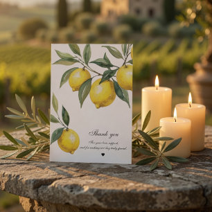 Tarjeta De Agradecimiento Boda de Limón con Acuarela
