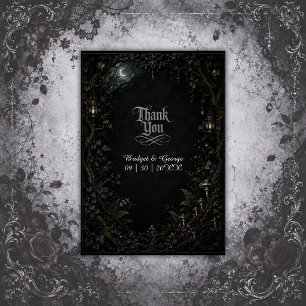 Tarjeta De Agradecimiento Boda de linterna lunar bosque gótico