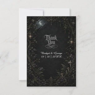 Tarjeta De Agradecimiento Boda de linterna lunar bosque gótico