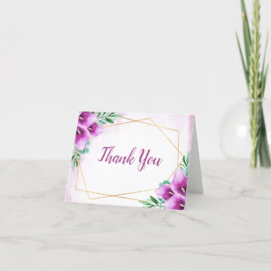 Tarjeta De Agradecimiento Boda de Lirio Geométrico Morado Calla