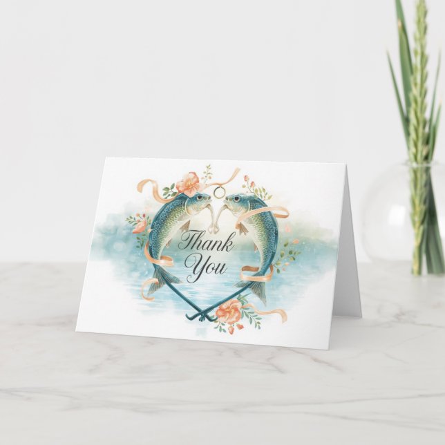 Tarjeta De Agradecimiento Boda de los amantes de la pesca (Anverso)