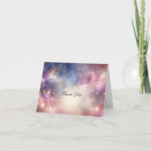 Tarjeta De Agradecimiento Boda de los cielos estrafalarios celestiales brill