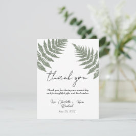 Tarjeta De Agradecimiento Boda de los Fernos Verdes Forestales Gracias