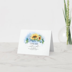 Tarjeta De Agradecimiento Boda de los girasoles amarillos y de la hidrangea