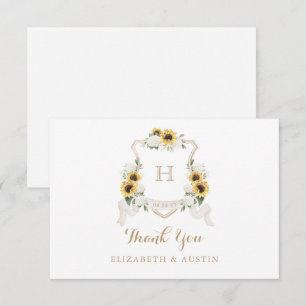 Tarjeta De Agradecimiento Boda de los girasoles Hidrangea blanca Monograma E