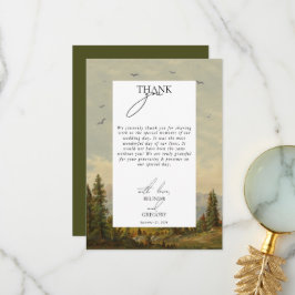 Tarjeta De Agradecimiento Boda de los montes de los bosques de pino acuarela