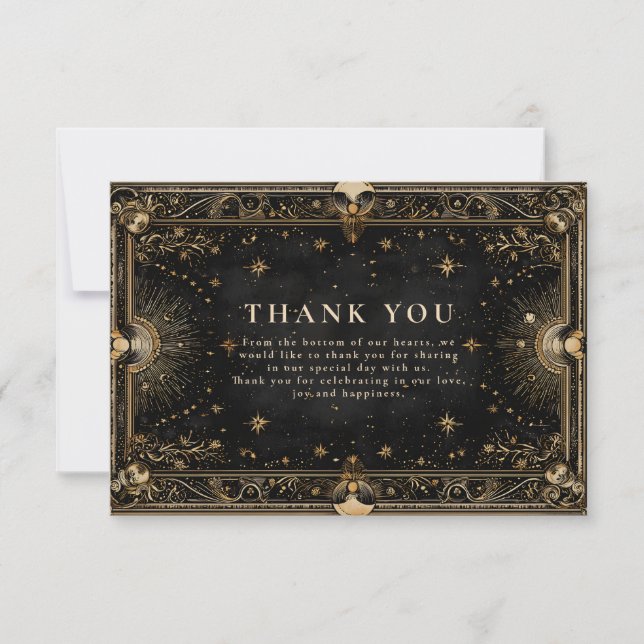 Tarjeta De Agradecimiento Boda de Lujo Celestial de Medianoche (Anverso)